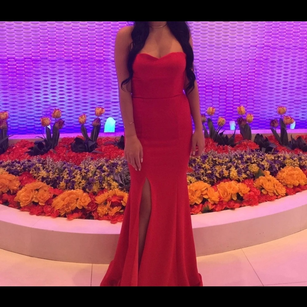 CUSTOM RED NICOLE BAKTI EVENING DRESS